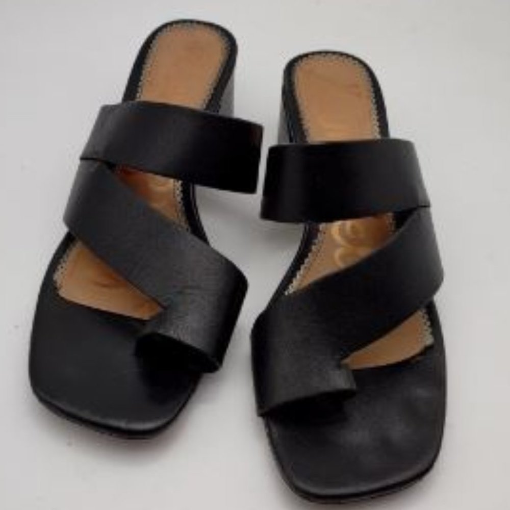 Sam Edelman Black Leather Slide Sandals